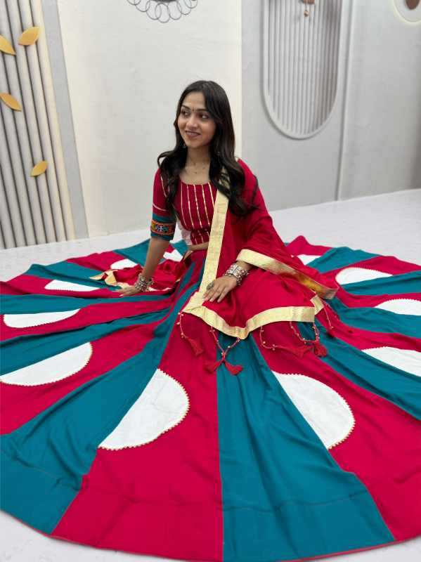 Pure Cotton Designer Lehenga in Red