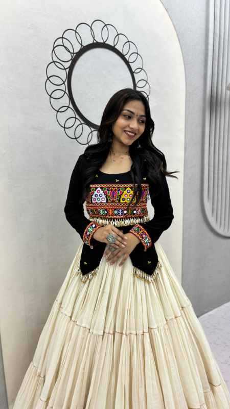 Pure Cotton Designer Lehenga in Mehndi