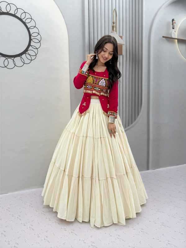 Pure Cotton Designer Lehenga in Mehndi