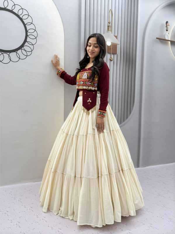 Pure Cotton Designer Lehenga in Mehndi