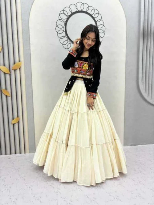 Pure Cotton Designer Lehenga in Mehndi