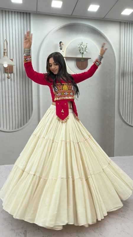Pure Cotton Designer Lehenga in Mehndi