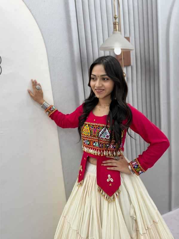 Pure Cotton Designer Lehenga in Mehndi