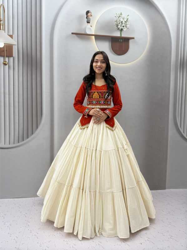 Pure Cotton Fancy Lehenga in Mehndi