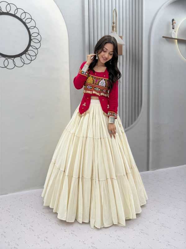 Pure Cotton Fancy Lehenga in Mehndi