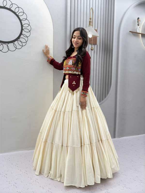 Pure Cotton Fancy Lehenga in Mehndi