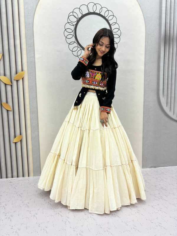 Pure Cotton Fancy Lehenga in Mehndi