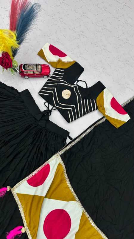 Pure Cotton Printed Lehenga in Black