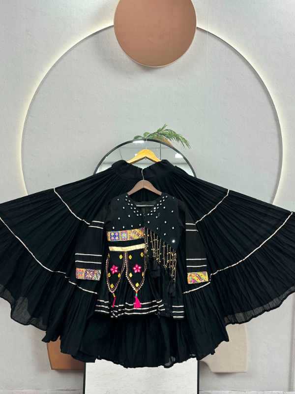 Pure Cotton Fancy Lehenga in Black