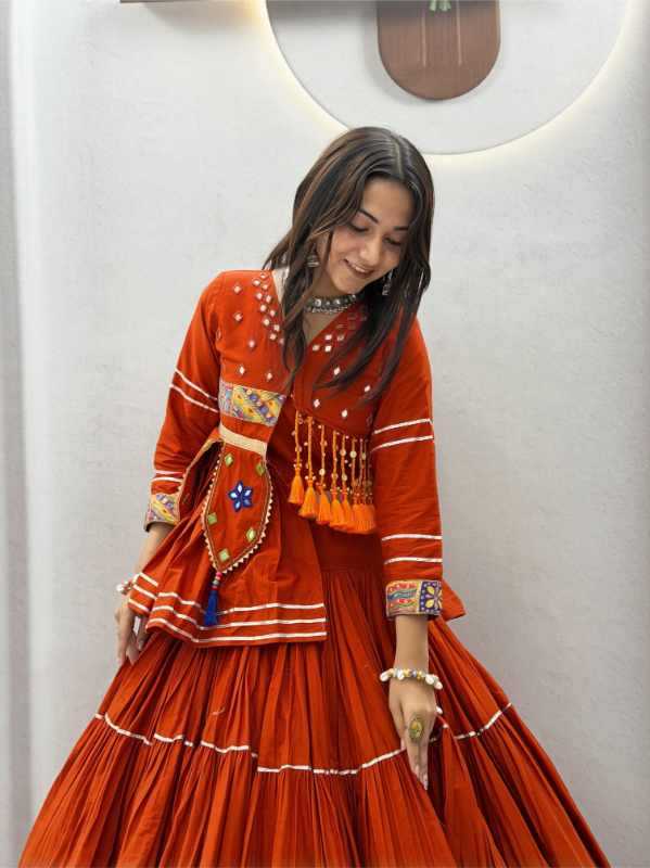 Pure Cotton Fancy Lehenga in Black