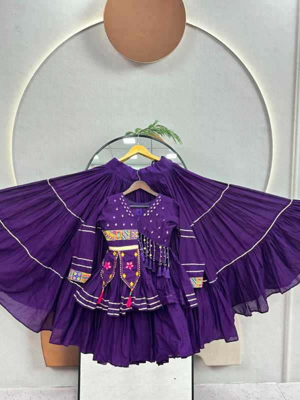 Pure Cotton Fancy Lehenga in Black
