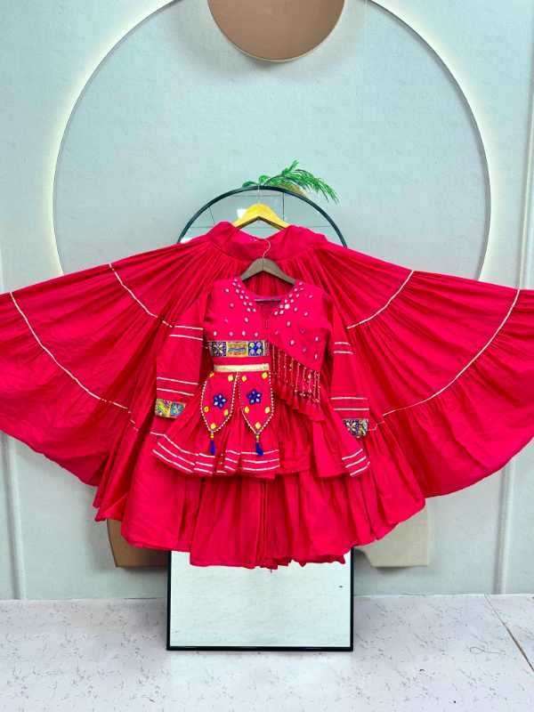 Pure Cotton Traditional Lehenga in Orange