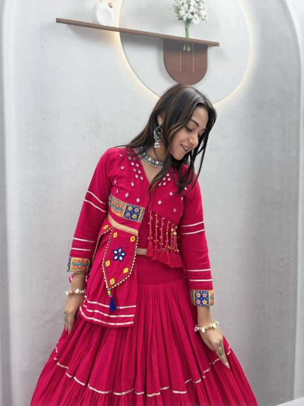 Pure Cotton Traditional Lehenga in Orange