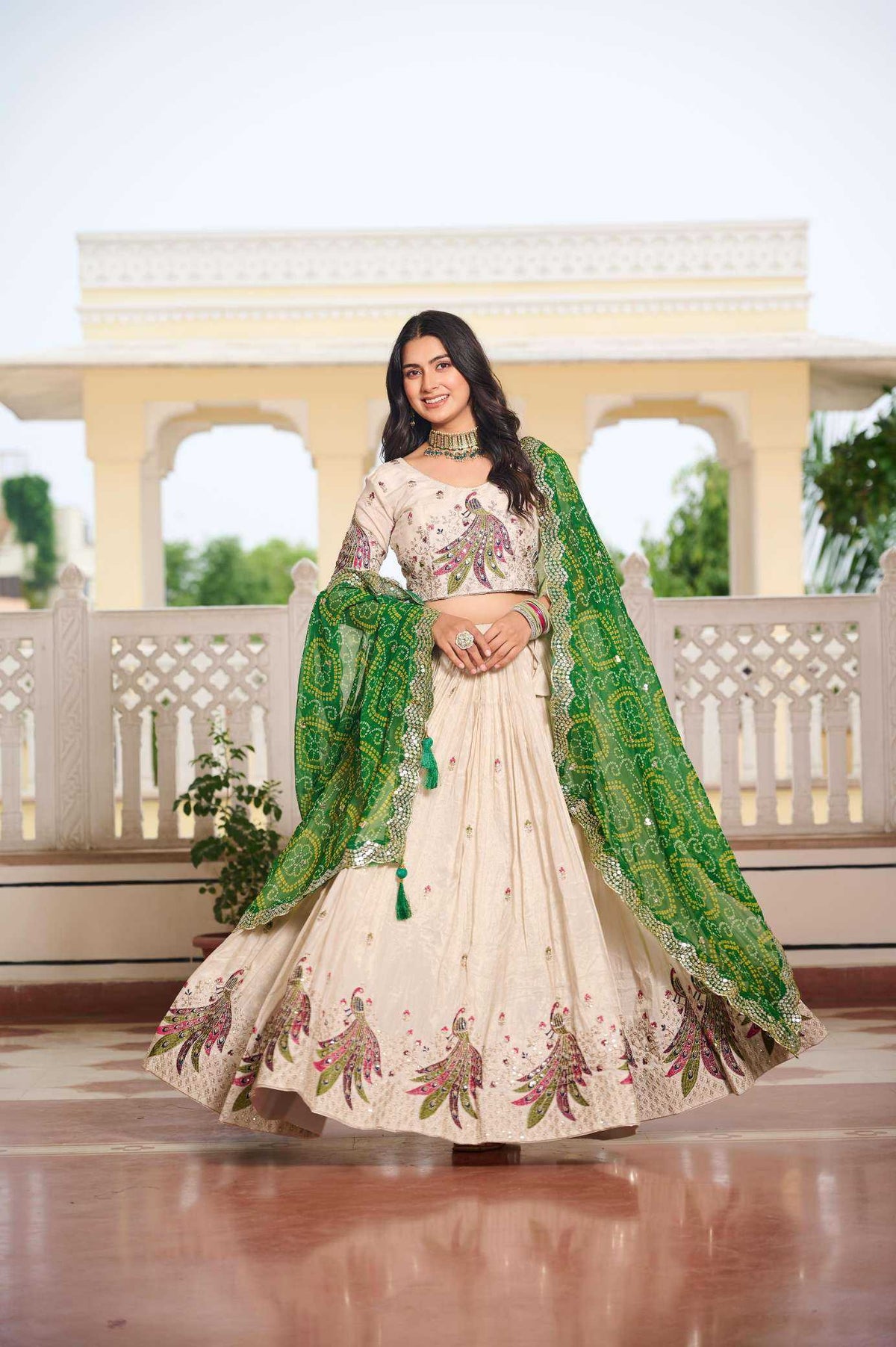 Tissue Silk Lehenga in Purple