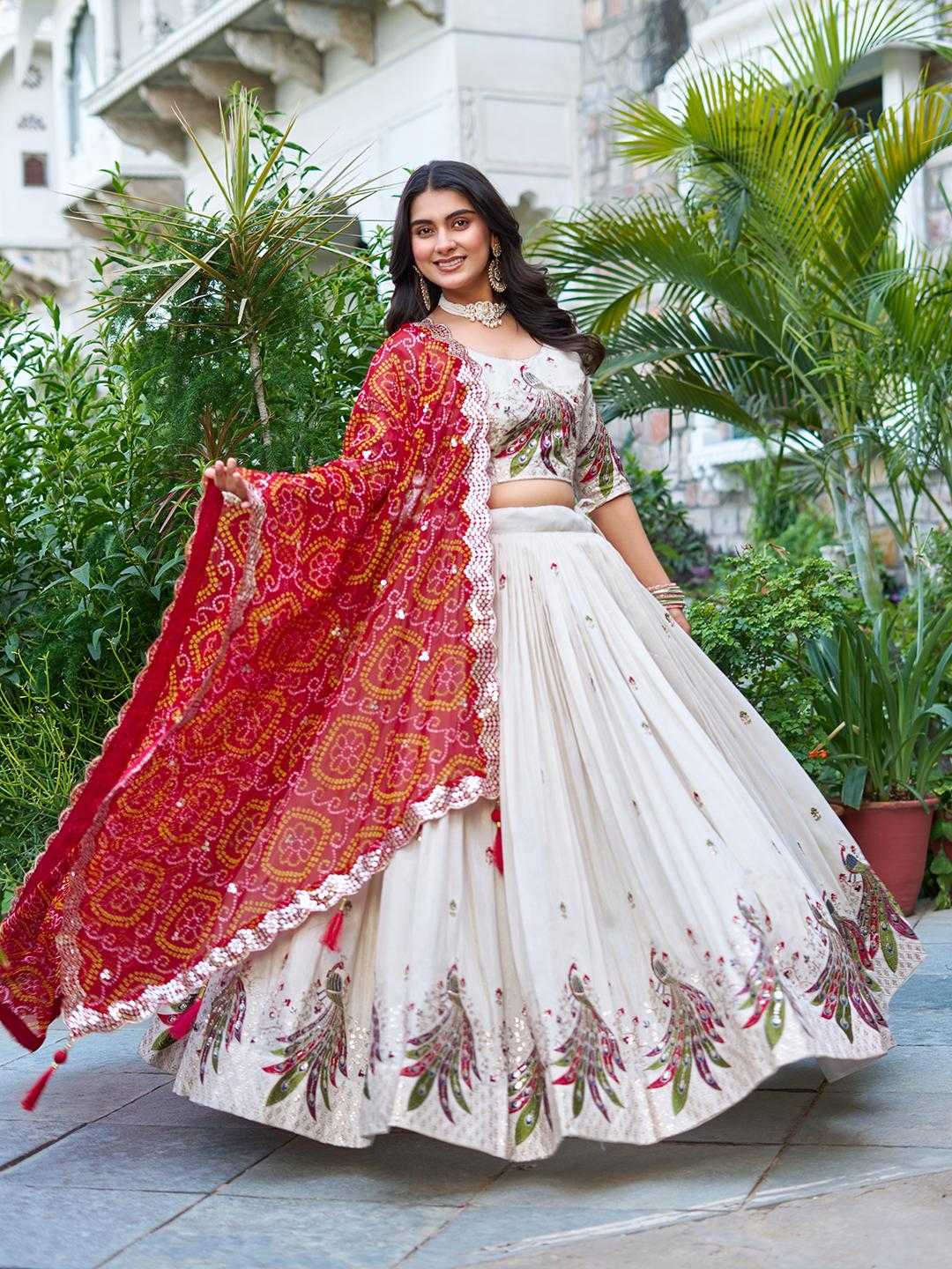 Tissue Silk Lehenga in Purple