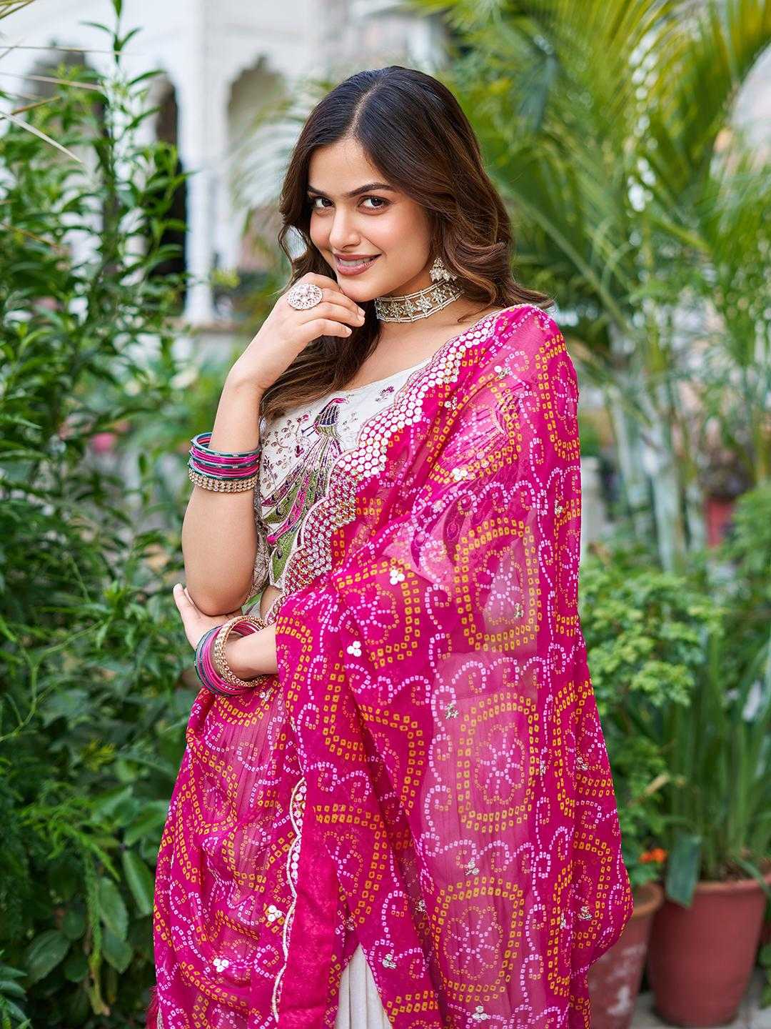 Tissue Silk Lehenga in Purple