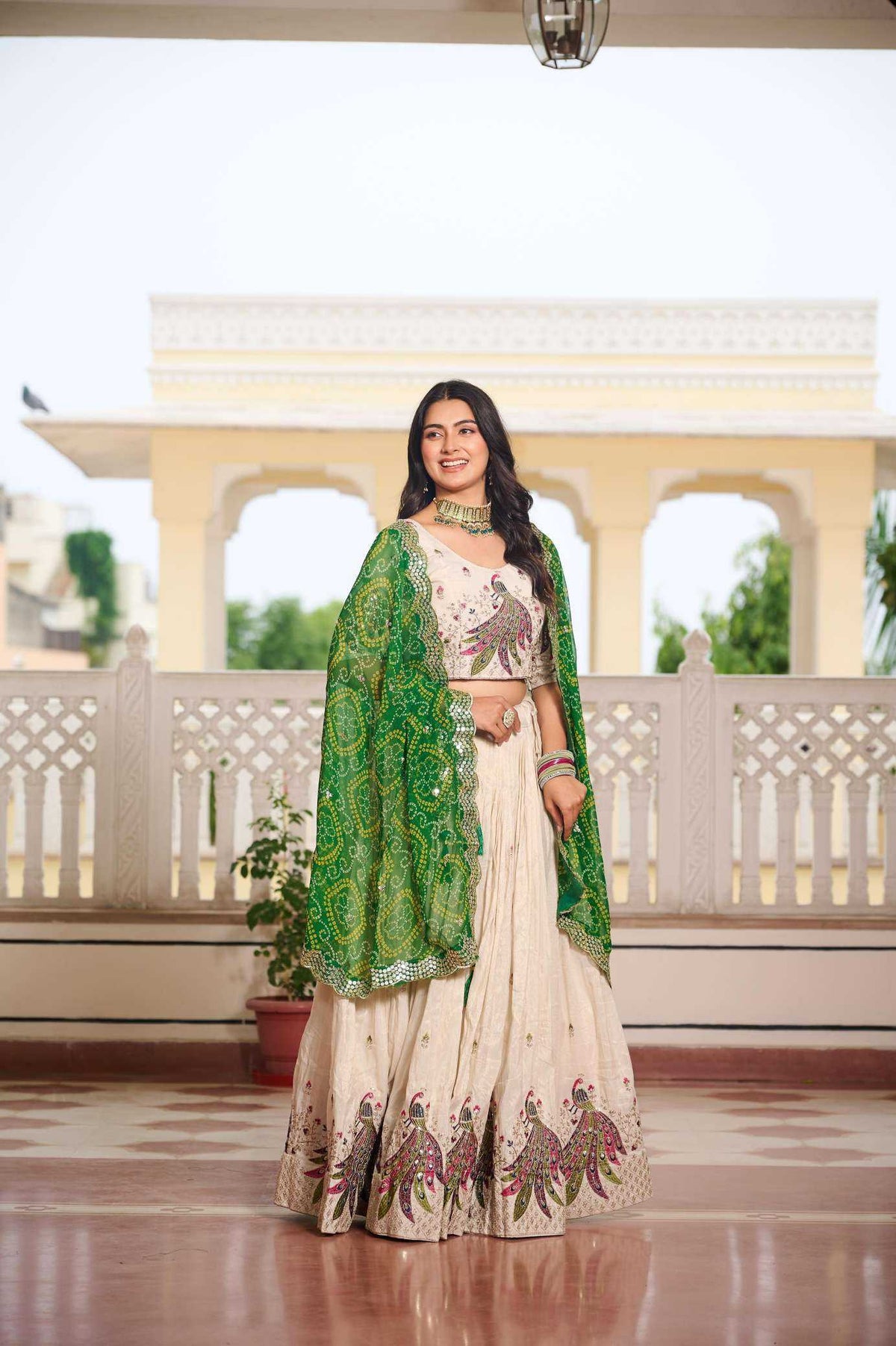 Tissue Silk Lehenga in Purple