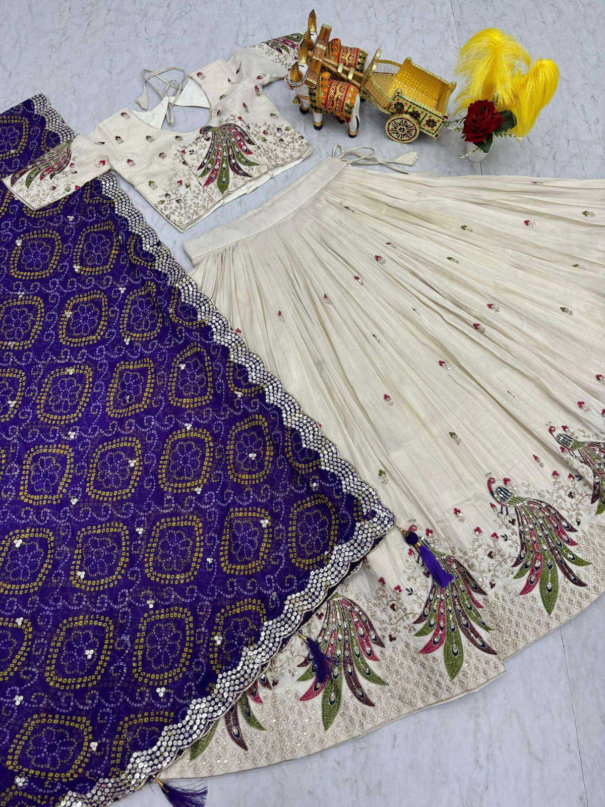 Tissue Silk Lehenga in Purple