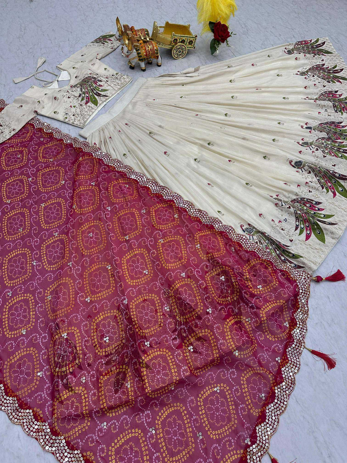 Tissue Silk Lehenga in Purple