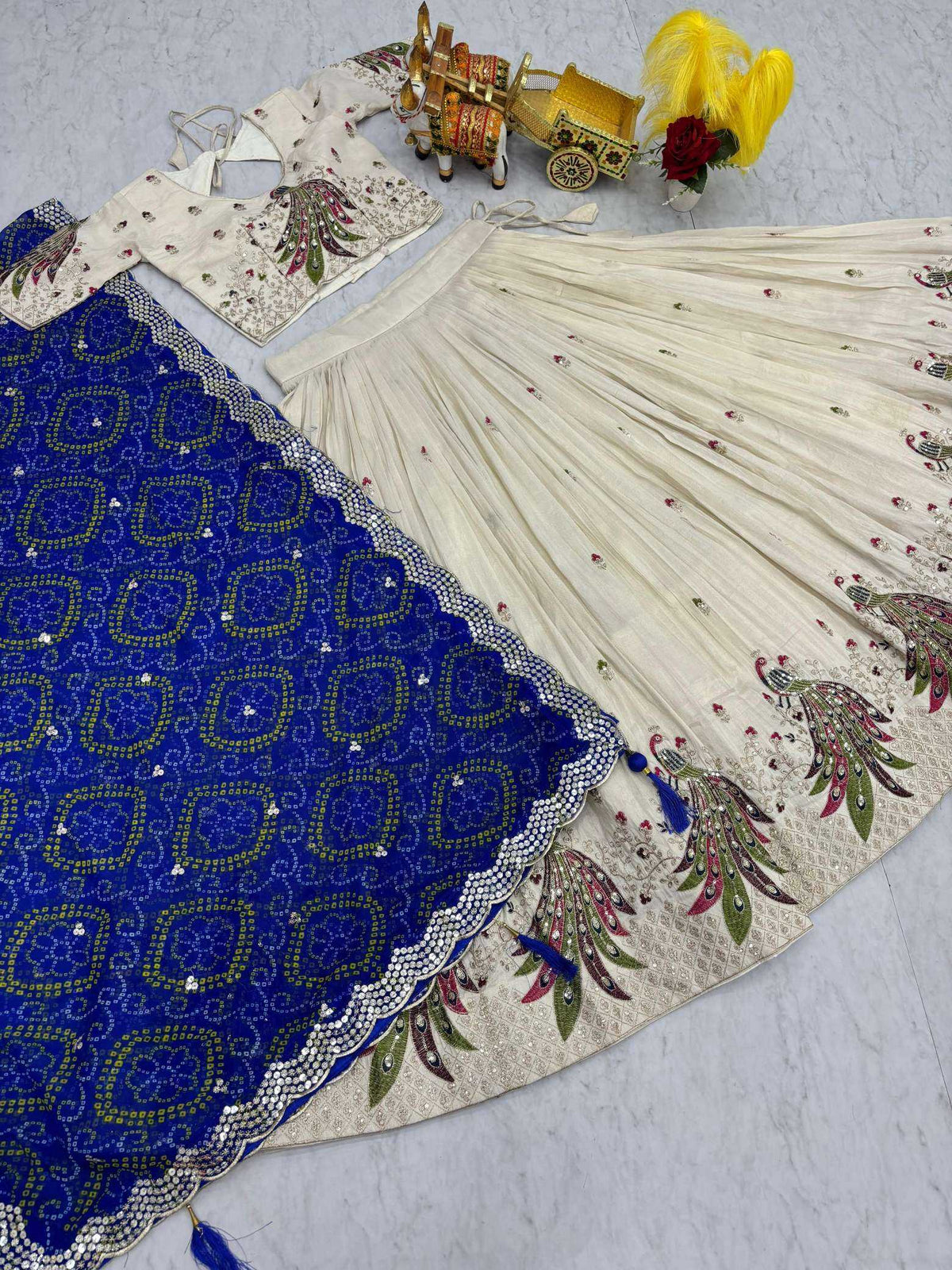 Tissue Silk Lehenga in Purple