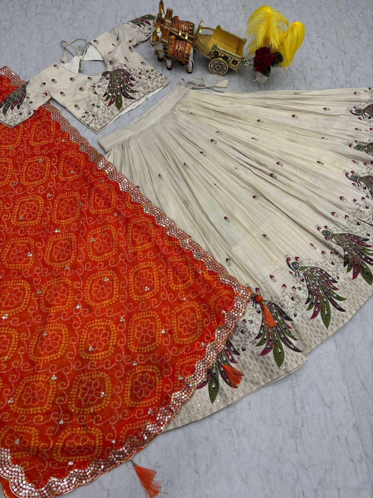 Tissue Silk Lehenga in Purple