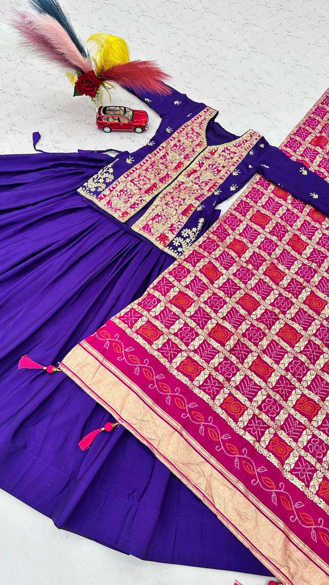 Chinon Silk Designer Lehenga in White