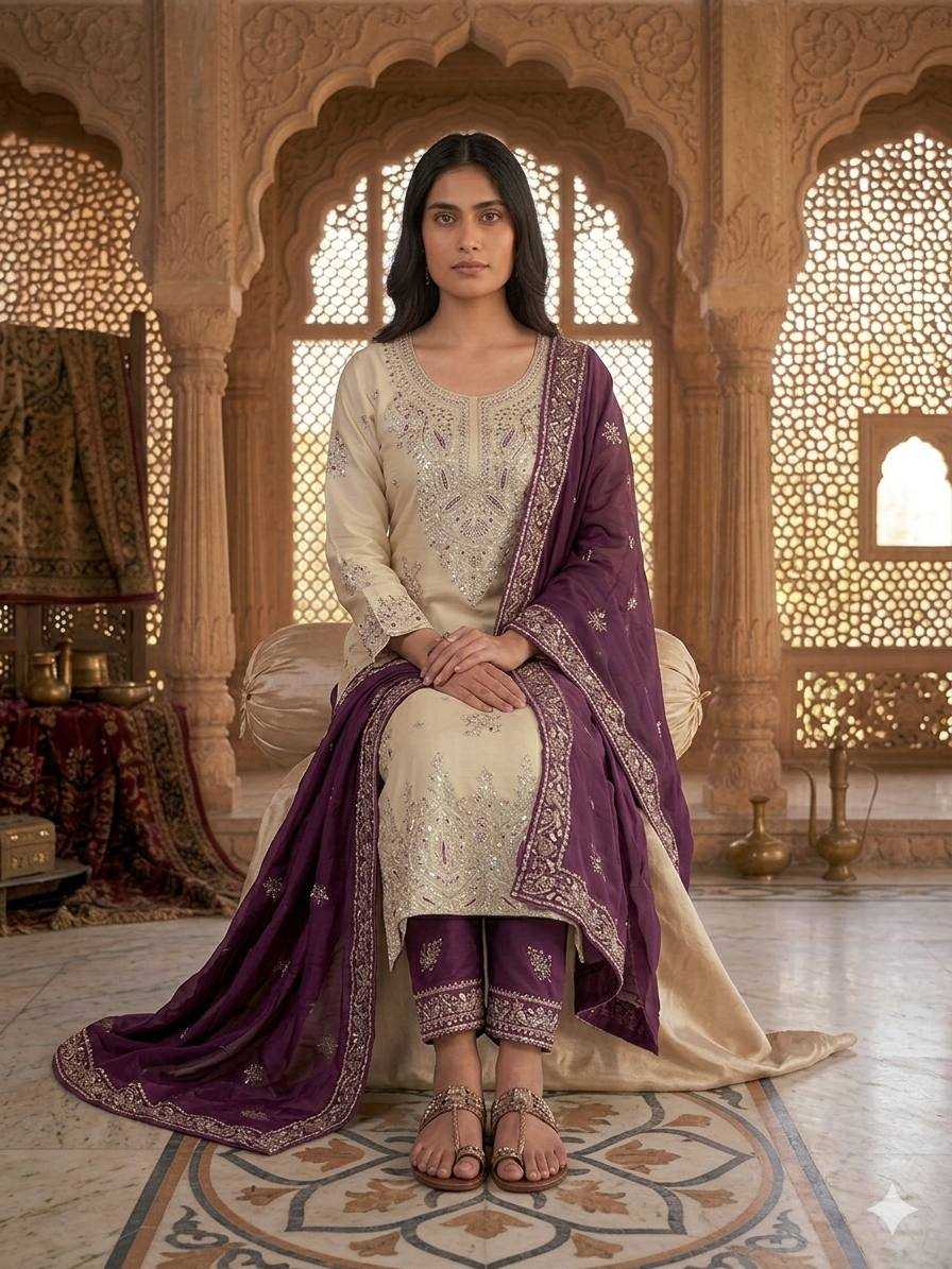 Cotton Embroidery Suit