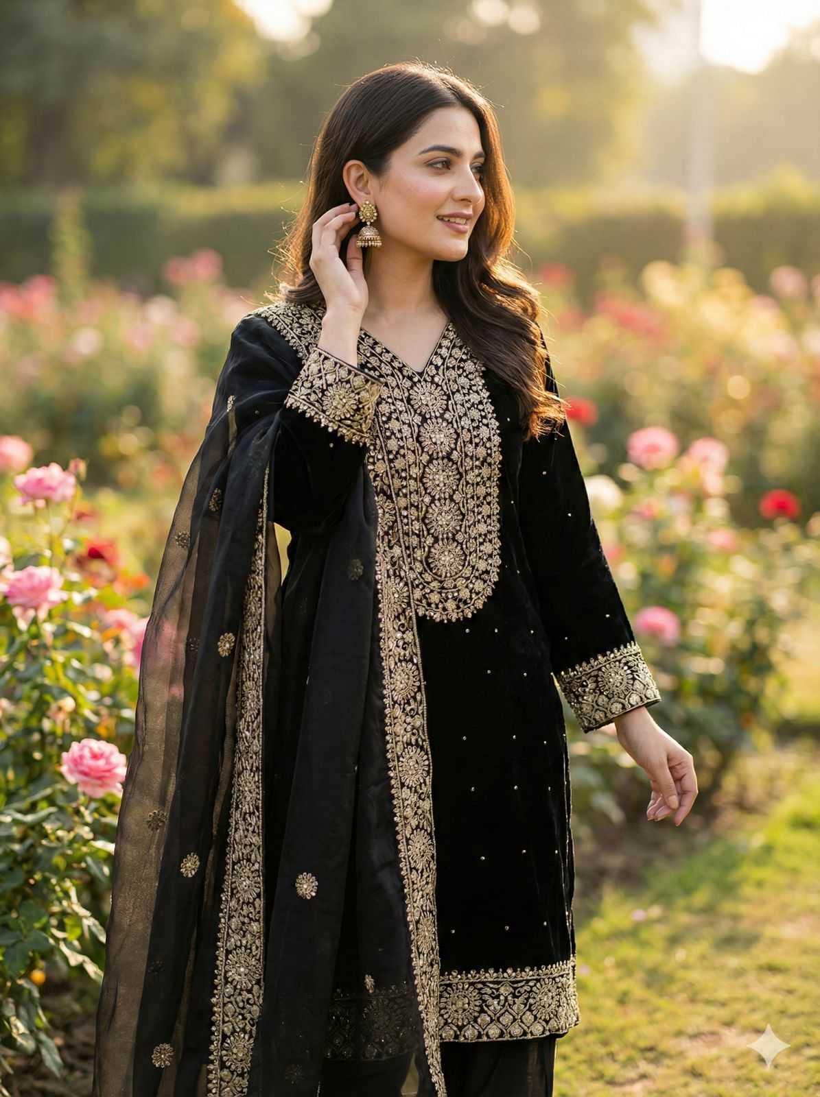 Pure Silk Embroidery Suit