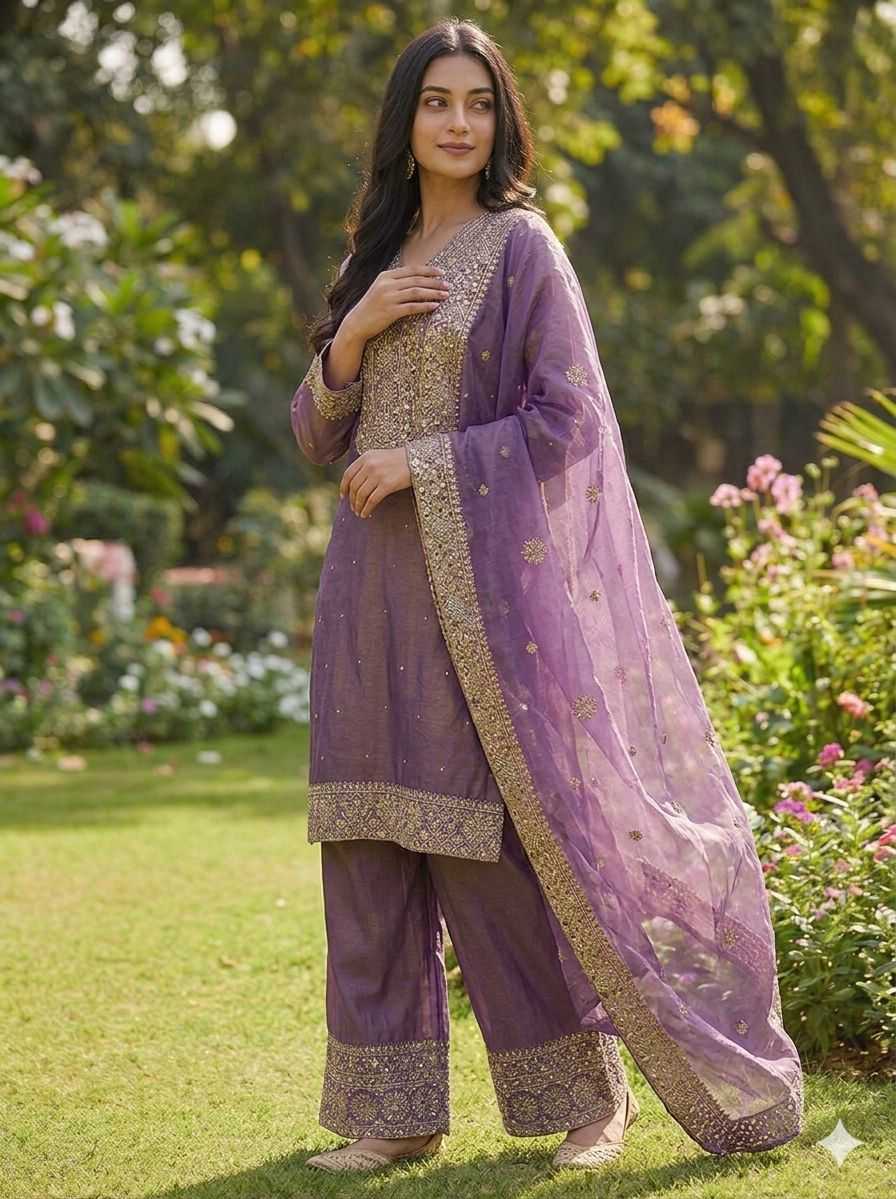 Pure Silk Embroidery Suit