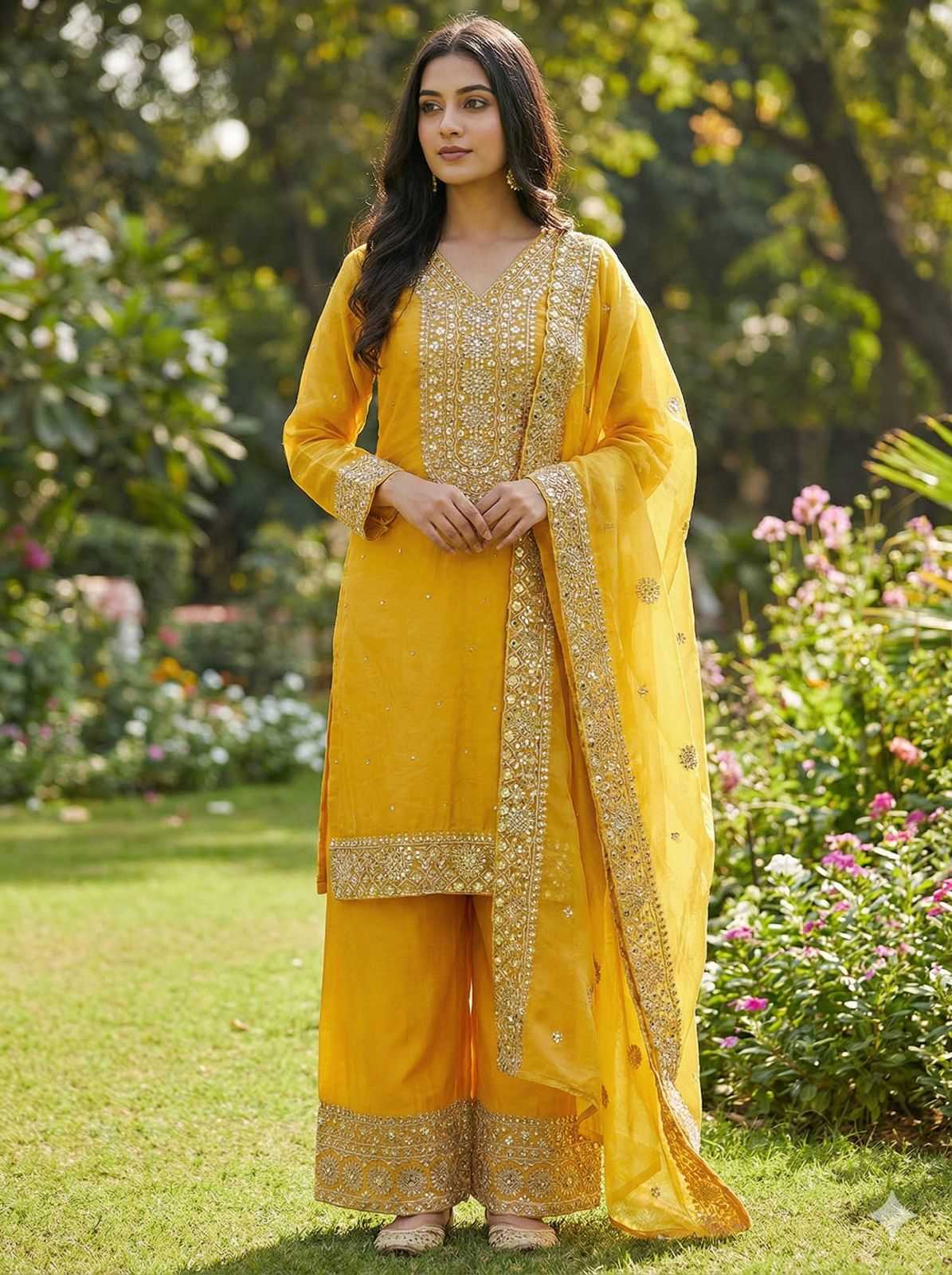 Pure Silk Embroidery Suit