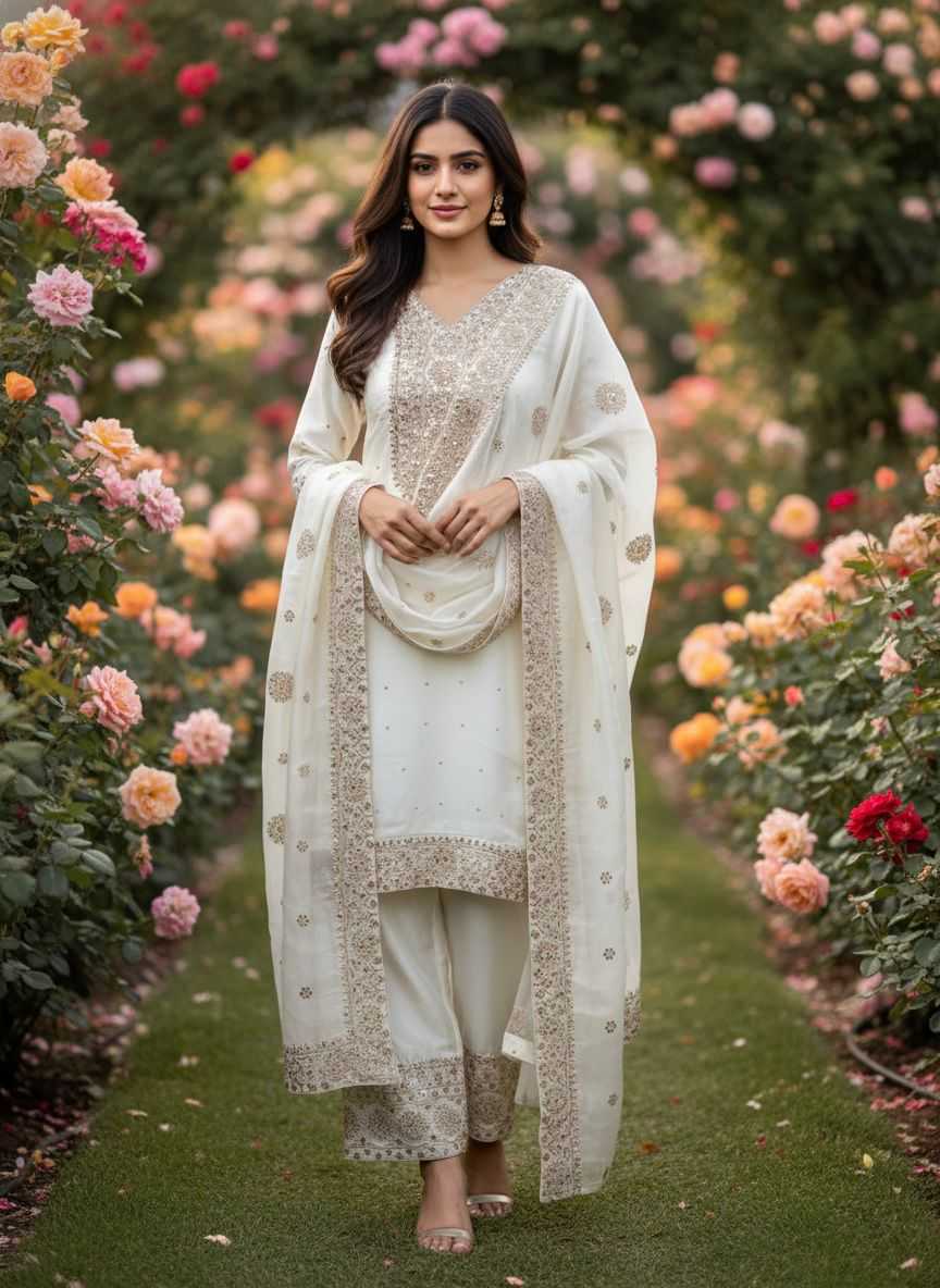 Pure Silk Embroidery Suit