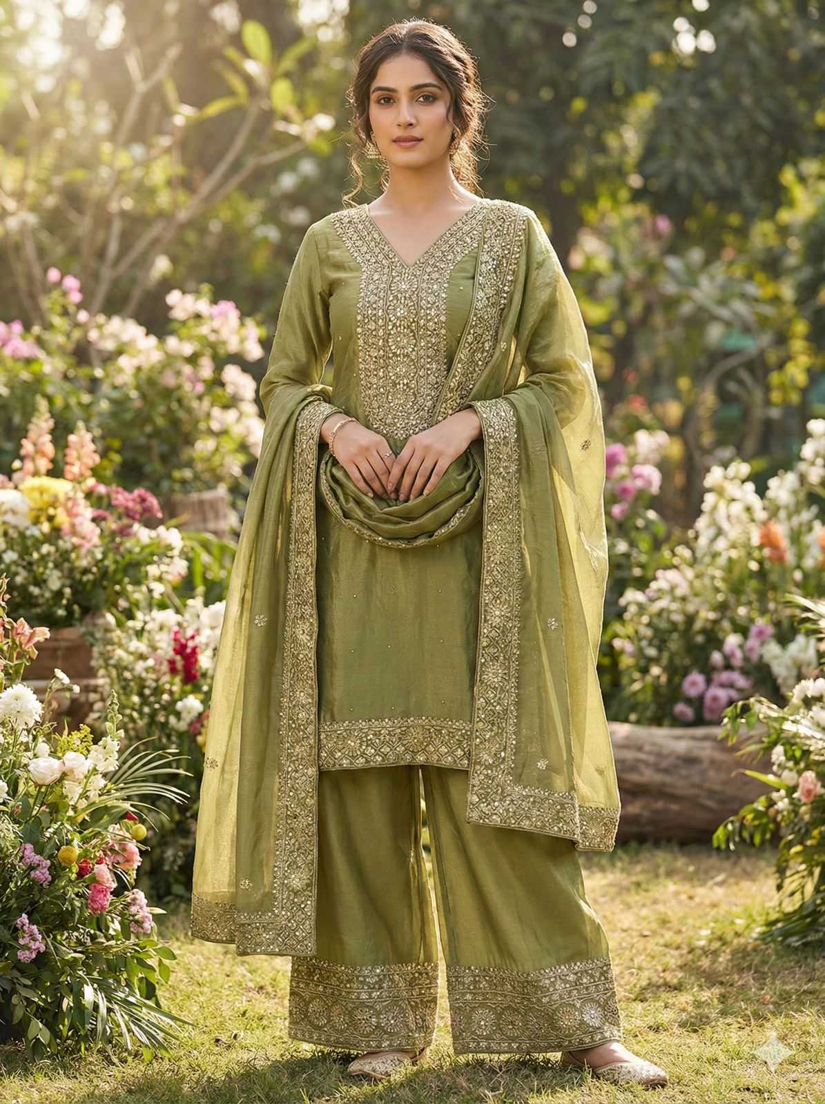 Pure Silk Embroidery Suit