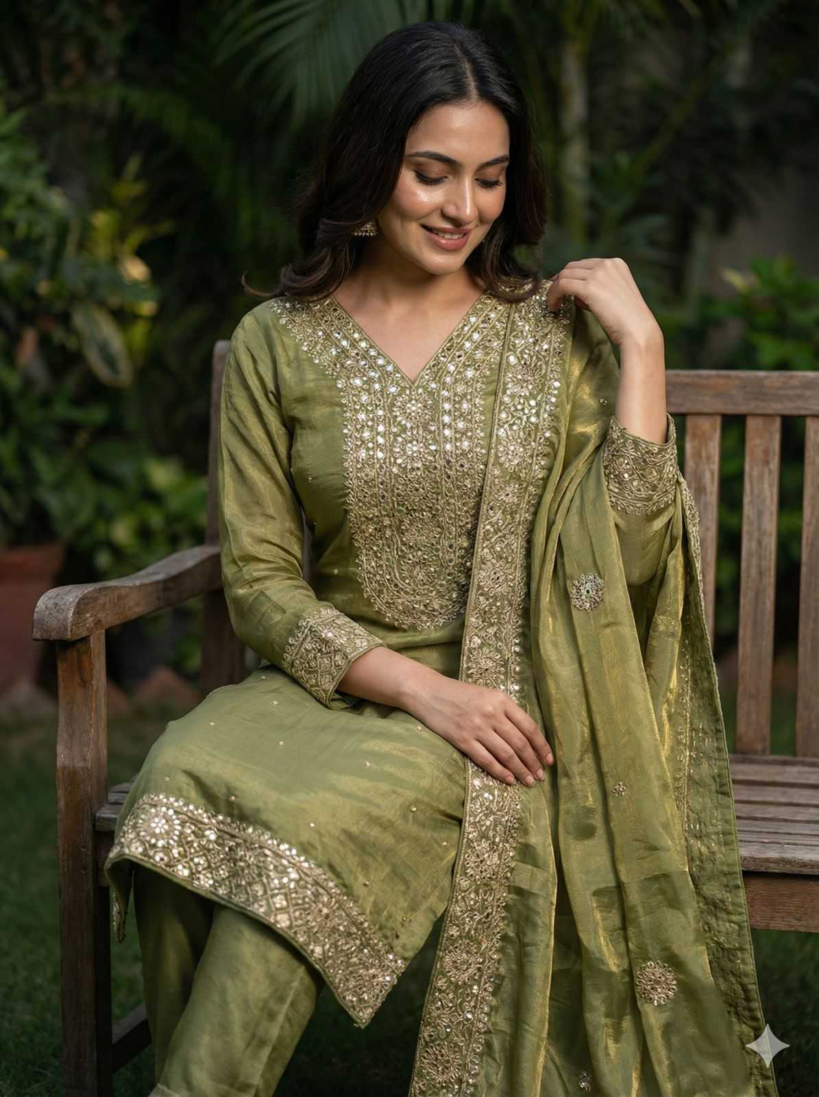 Pure Silk Embroidery Suit