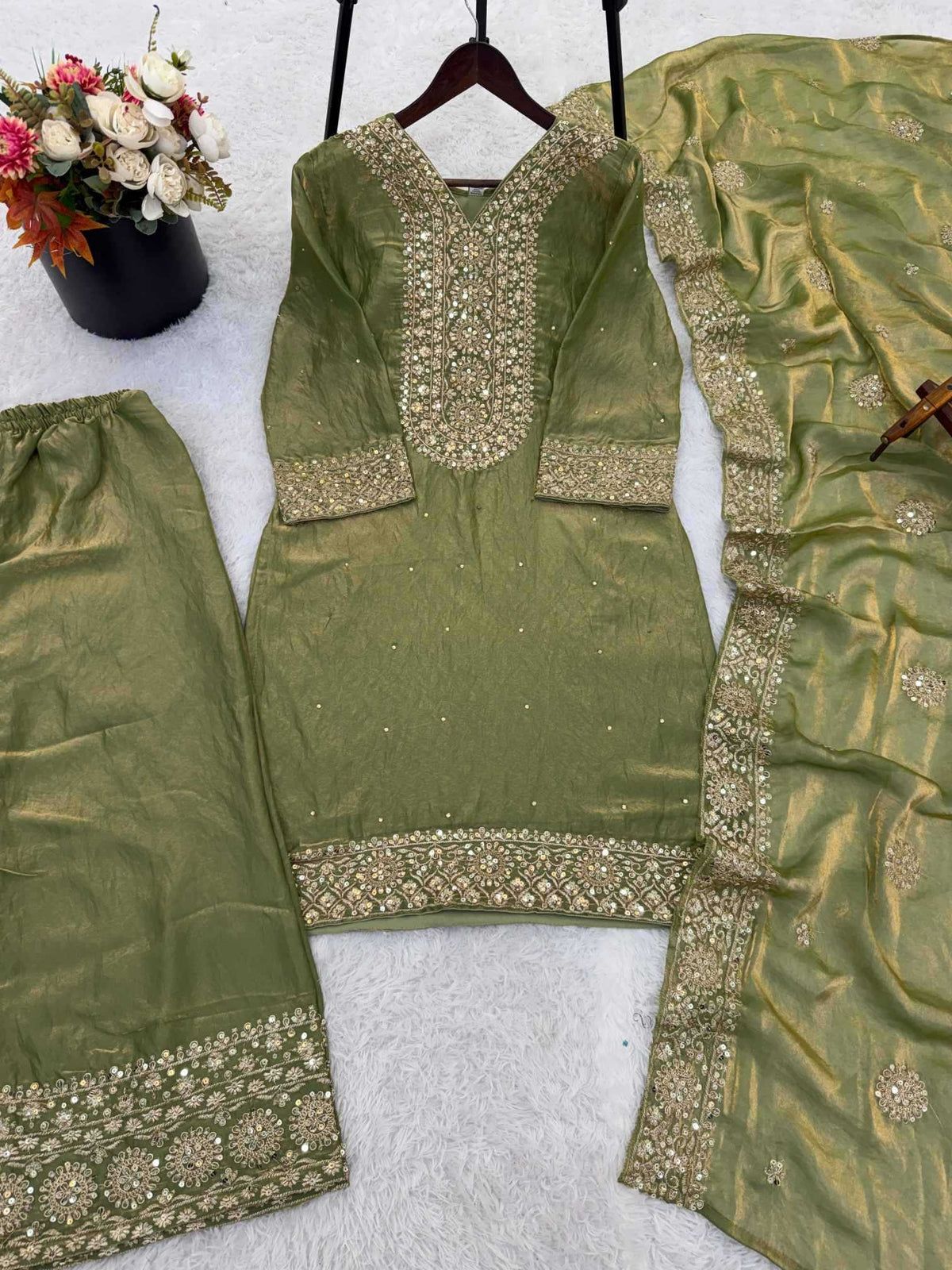 Pure Silk Embroidery Suit