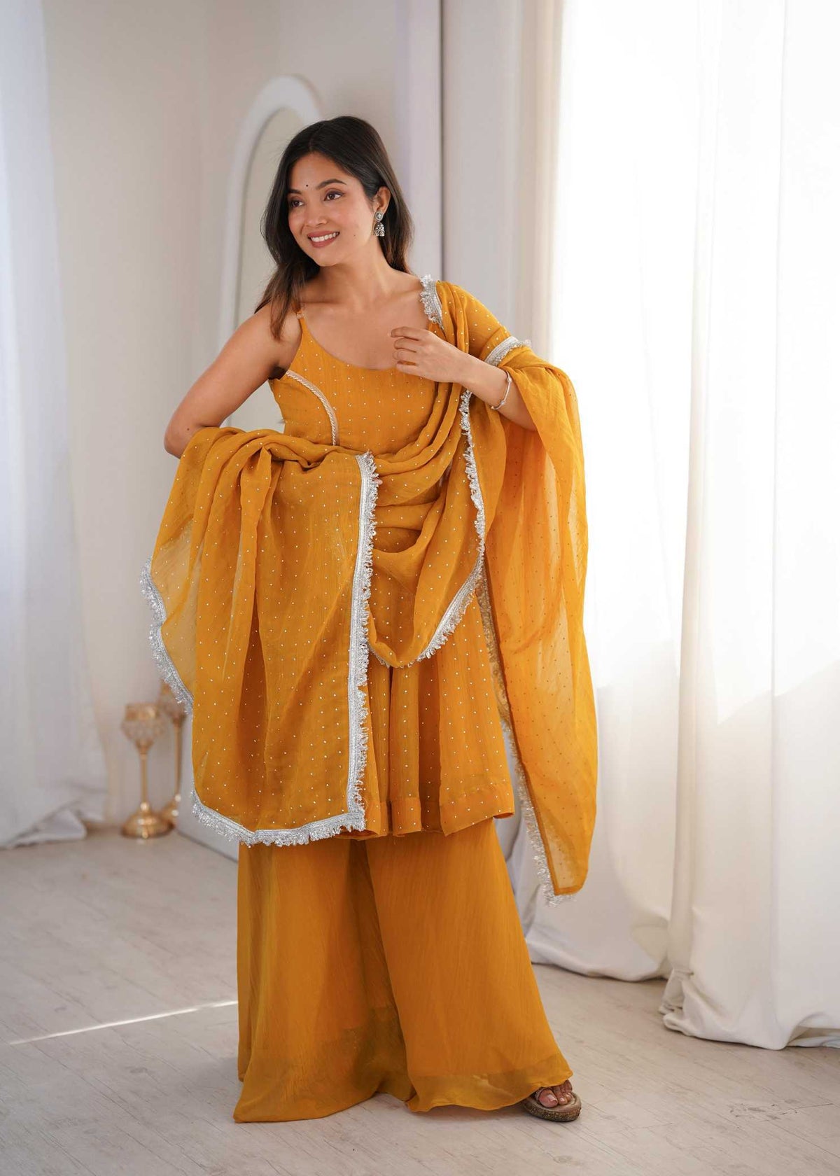 Crush Silk Embroidery Suit