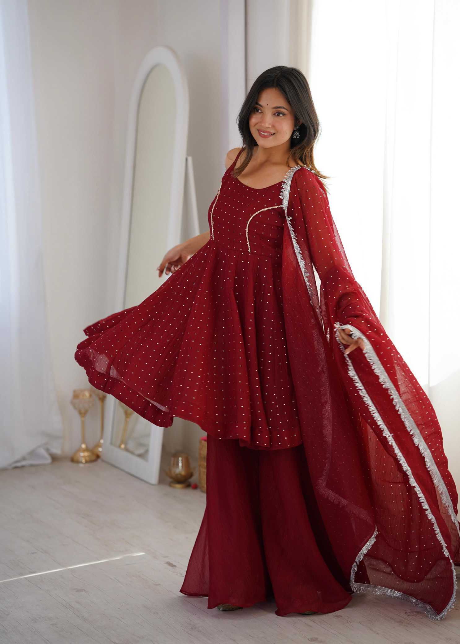 Crush Silk Embroidery Suit