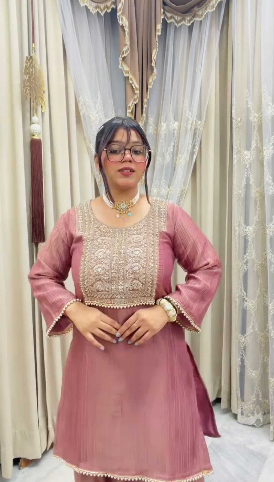 Crush Silk Embroidery Suit