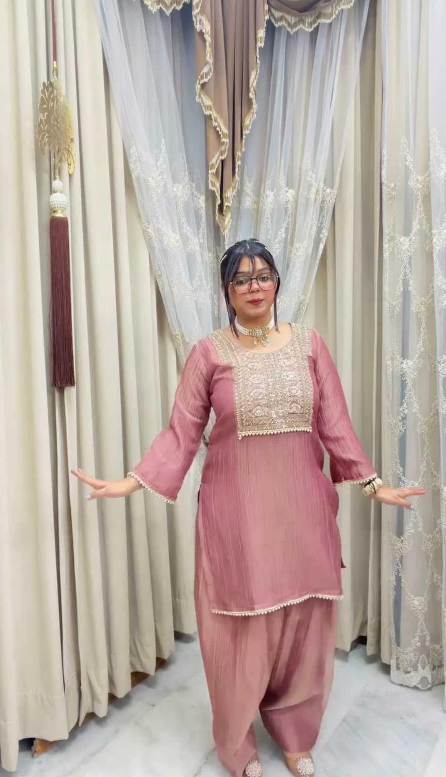 Crush Silk Embroidery Suit