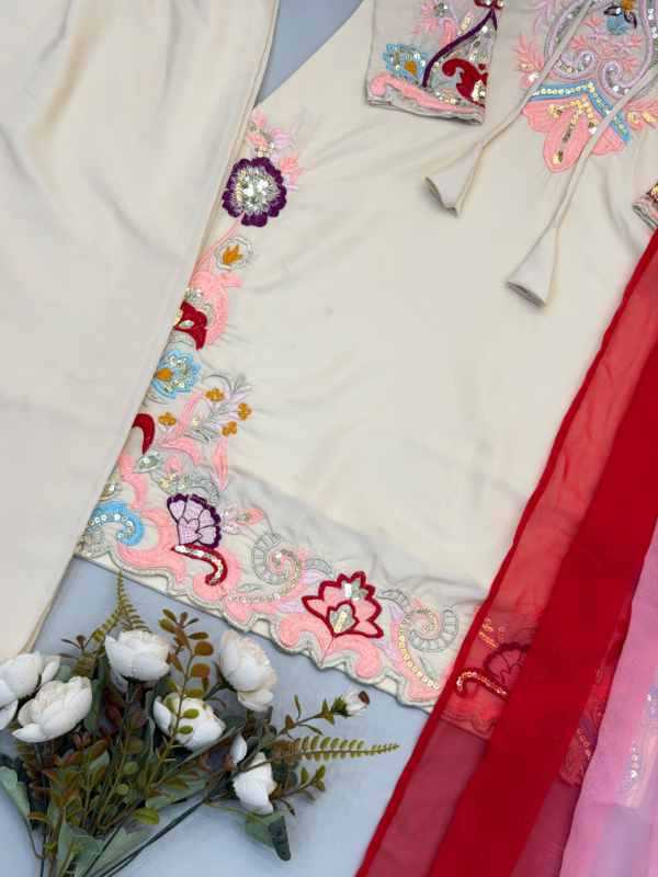 Satin Embroidery Suit 1714