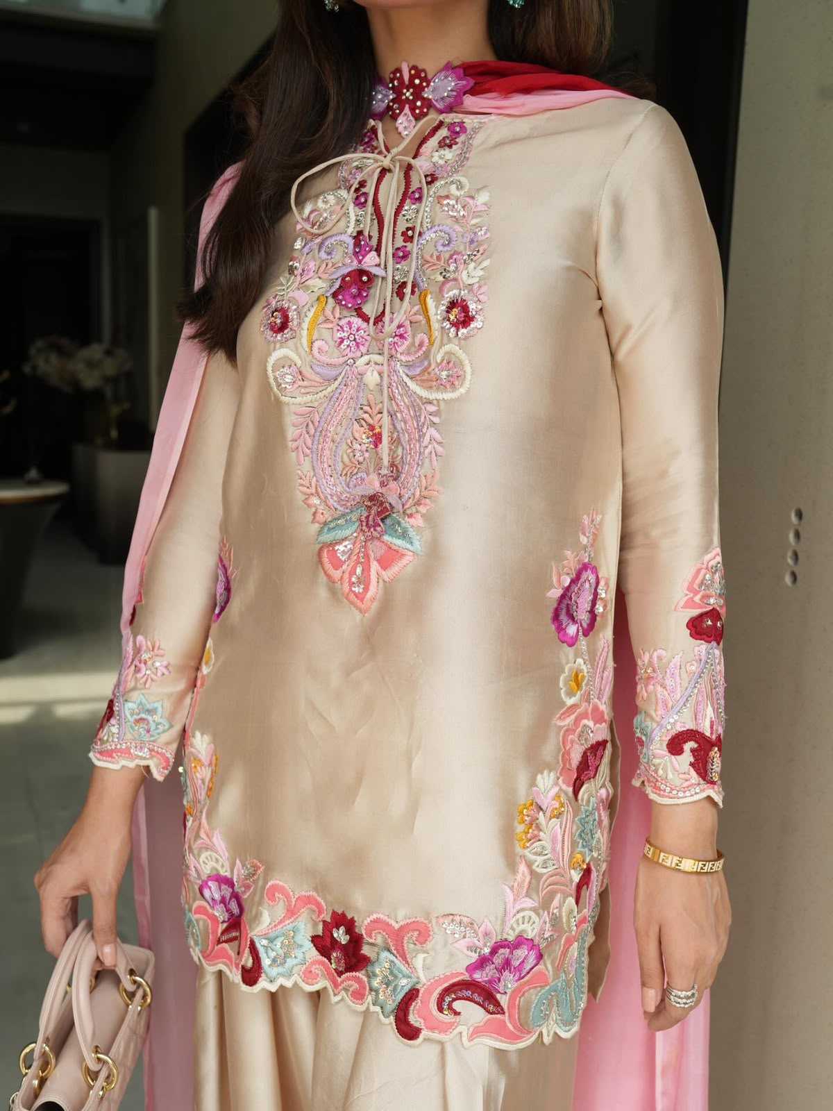 Satin Embroidery Suit