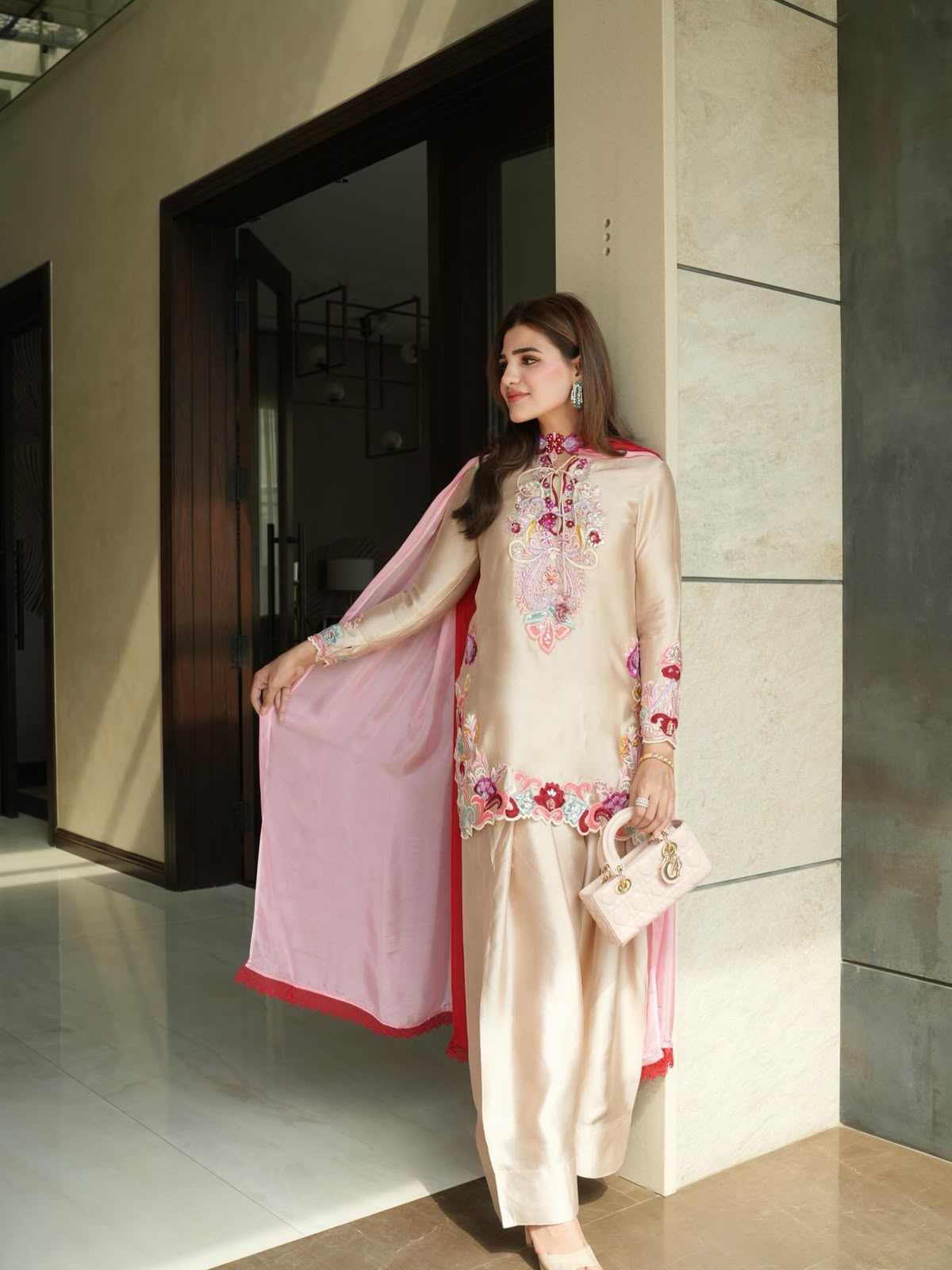 Satin Embroidery Suit