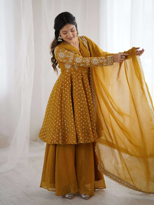 Crush Silk Sharara Salwar Suit 3134