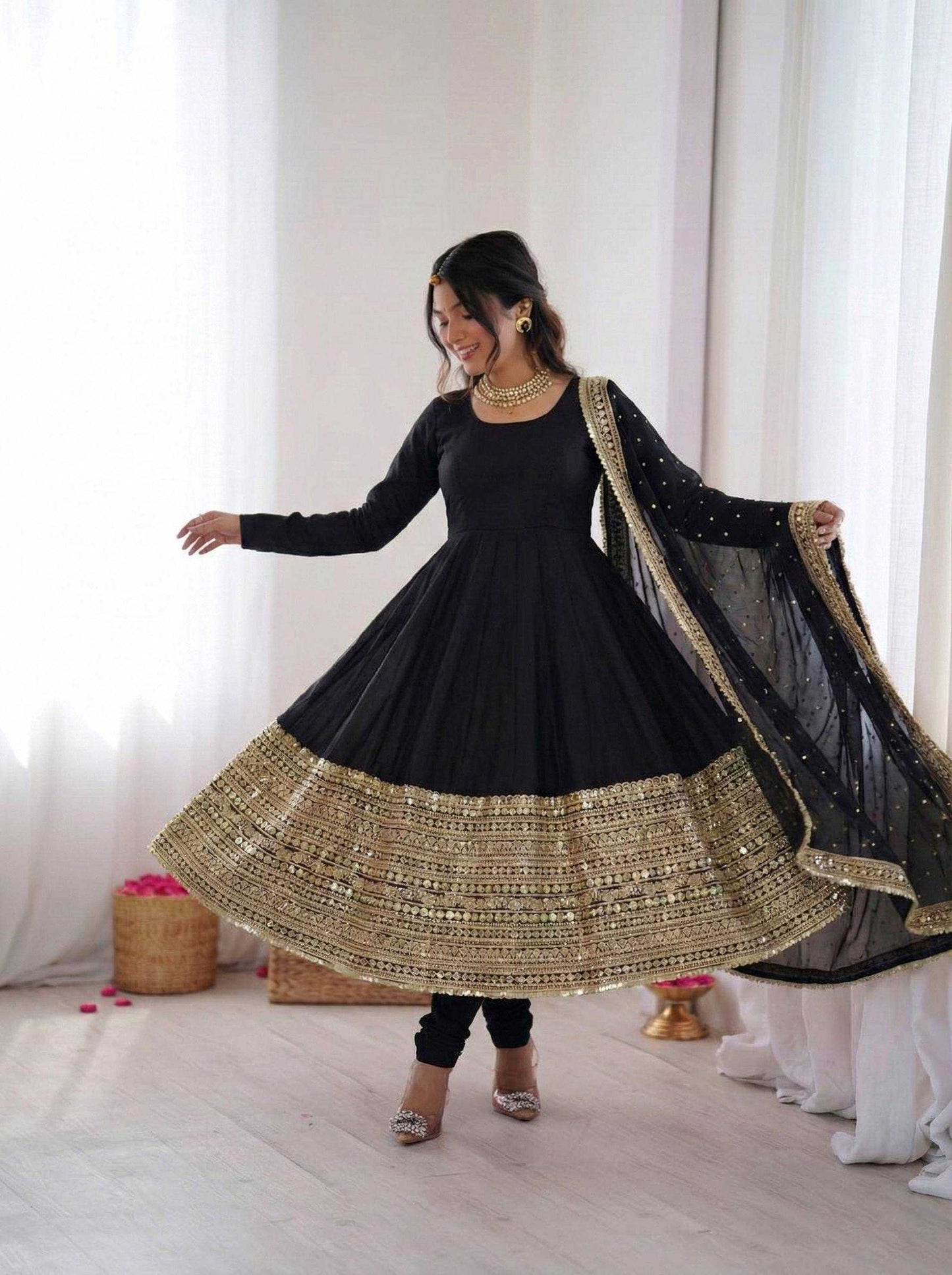 Heavy Roman Silk Fancy Gown