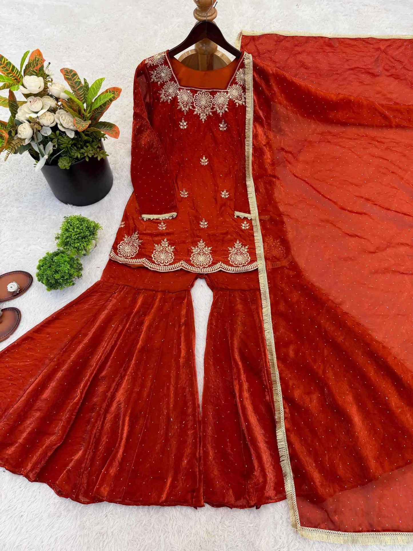 Silk Embroidery Suit
