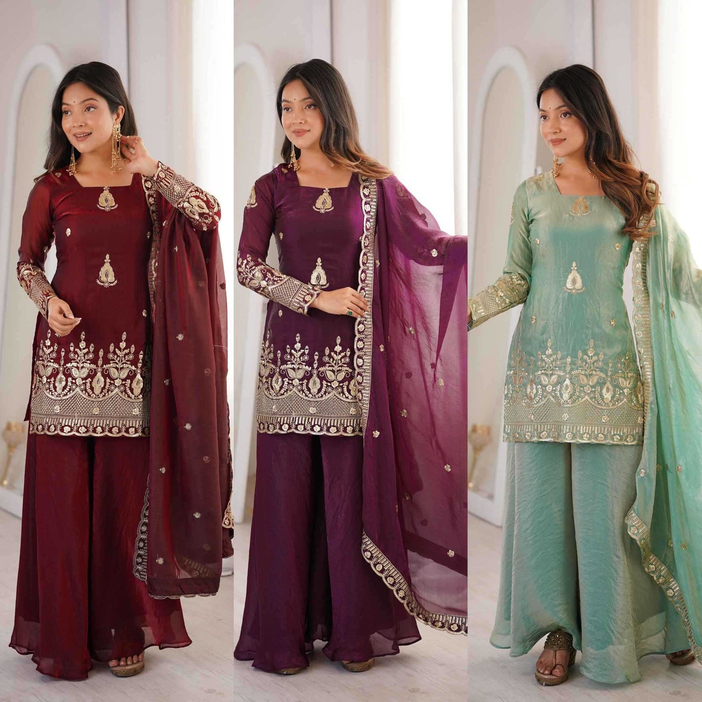 Silk Embroidery Suit