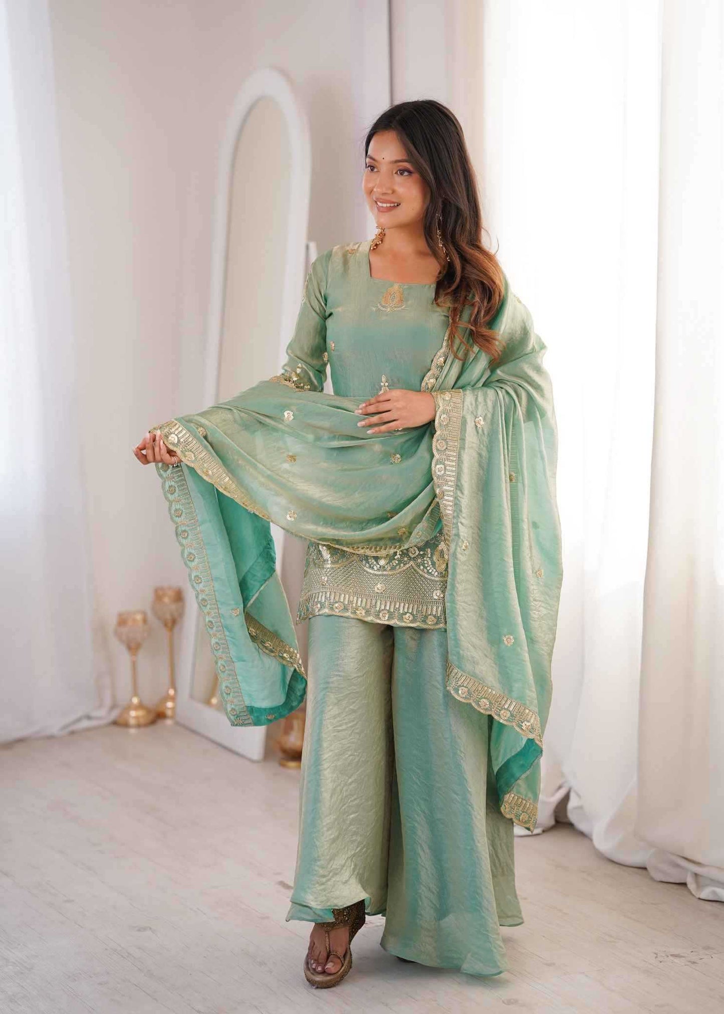 Silk Embroidery Suit