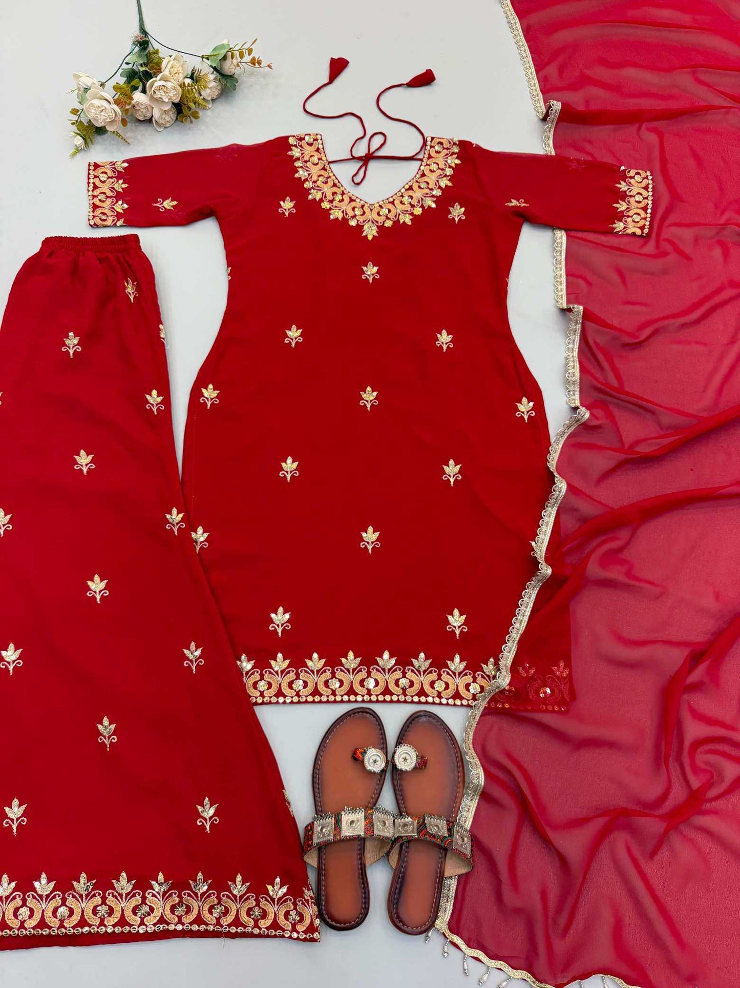 Faux Georgette Sharara Salwar Suit