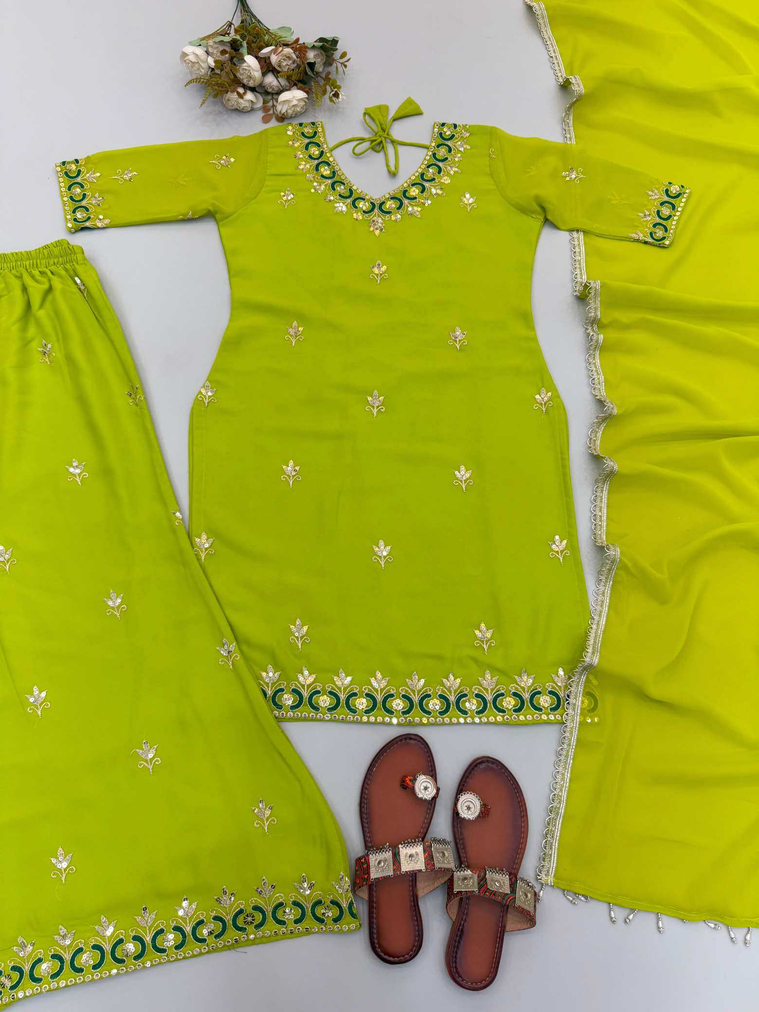 Faux Georgette Sharara Salwar Suit