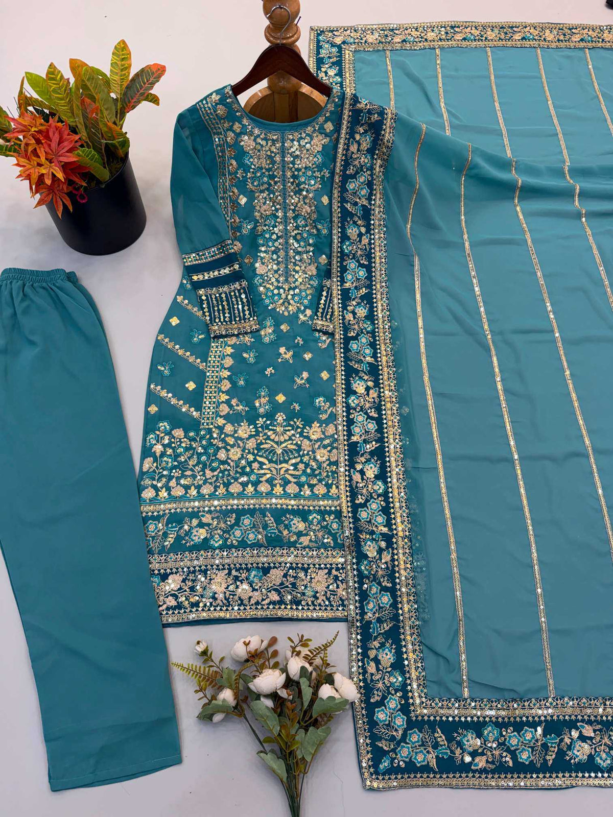 Faux Georgette Embroidery Suit