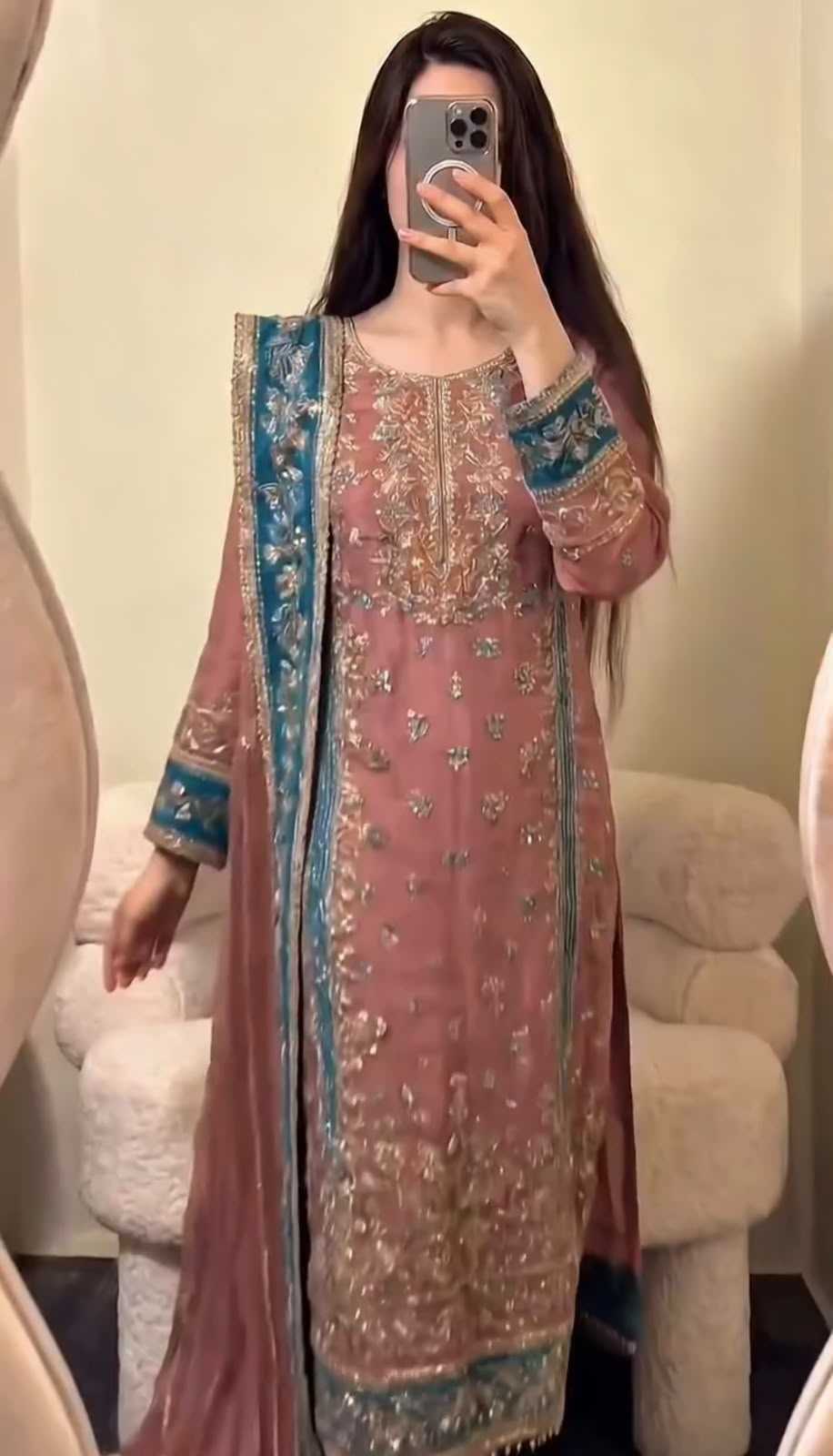 Faux Georgette Embroidery Suit